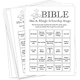 Sahjzk Bible Fellowship Bingo Cards, 25 Unique Sheets, Bible Bingo for Church Groups, Engaging Christian Games, Fun Bible Games Activity for Youth and Adults
