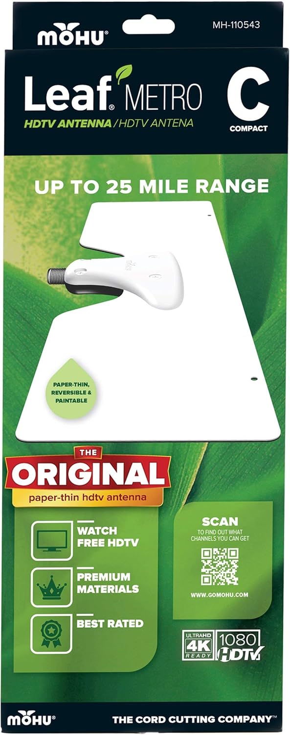 live streaming metro tv on Amazon Com Mohu Leaf Metro Tv Antenna Indoor Portable 25 Mile Range Paper Thin Reversible Paintable 4k Hdtv 10 Foot Detachable Cable Premium Materials For Performance Usa Made Mh 110543 Renewed Electronics