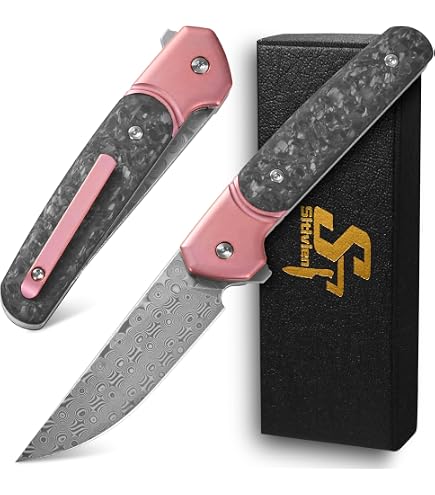 Amazon.com : Sitivien ST228 Damascus Steel Folding Knife, Copper