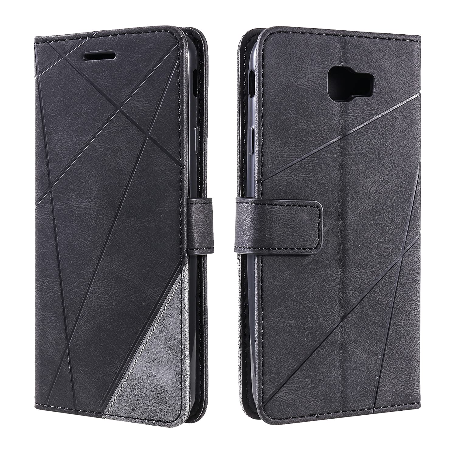 SONWO Case for Galaxy J7 Prime/Galaxy On 7 Case, Premium Leather Flip Wallet Case Magnetic Closure Card Slots Kickstand Phone Case for Galaxy J7 Prime/Galaxy On 7, Black
