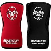 Beast Gear Knee Sleeves for Weightlifting - 5mm Reversible Neoprene Compression Sleeve Pack for Powerlifting, Squats & Running, medium