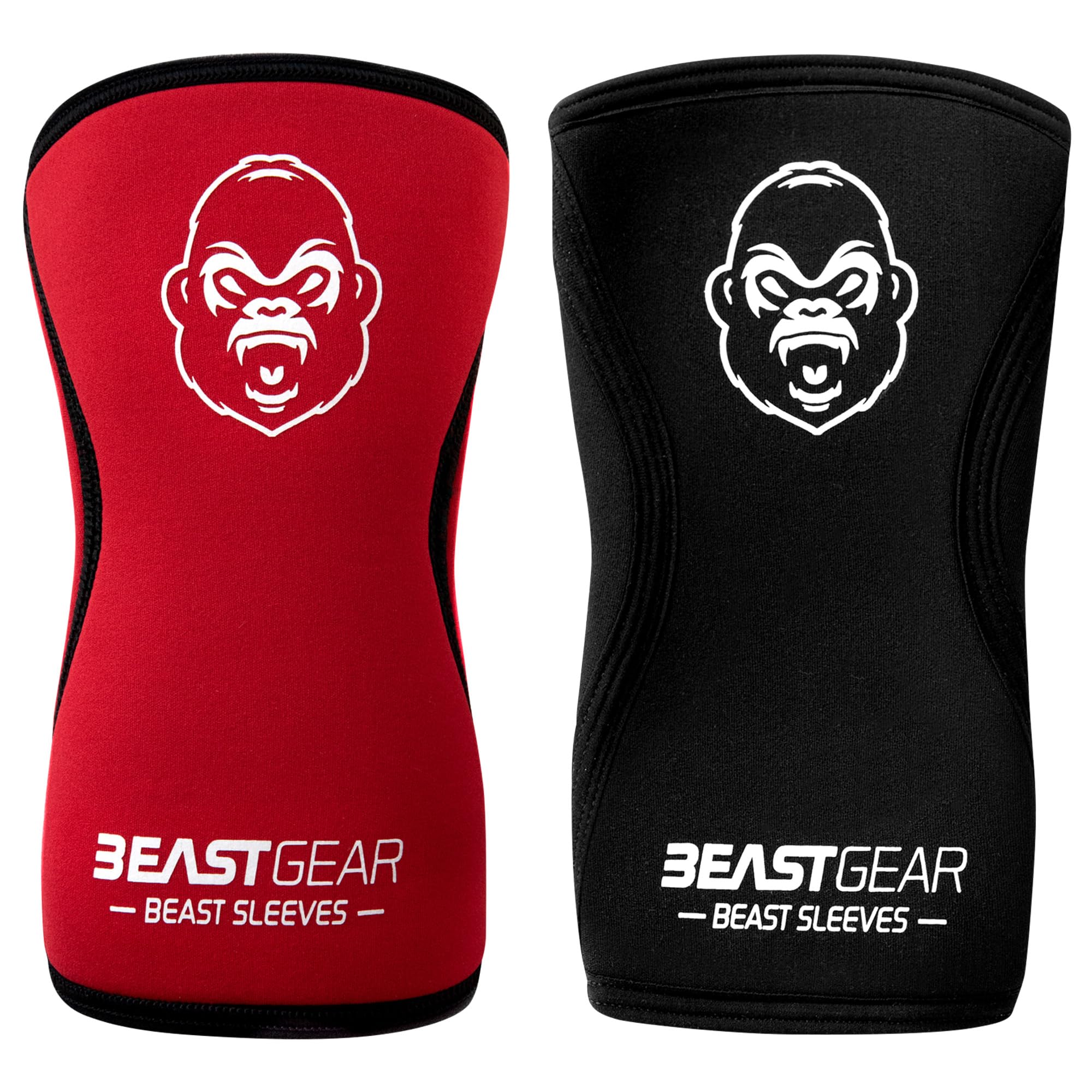 Beast Gear Sleeves 5mm Neoprene Double-Ply Compression Knee Sleeves for Support and Protection, Weightlifting, Crossfit, Powerlifting, Strongman, Squats, Deadlift, Olympic Lifting, M