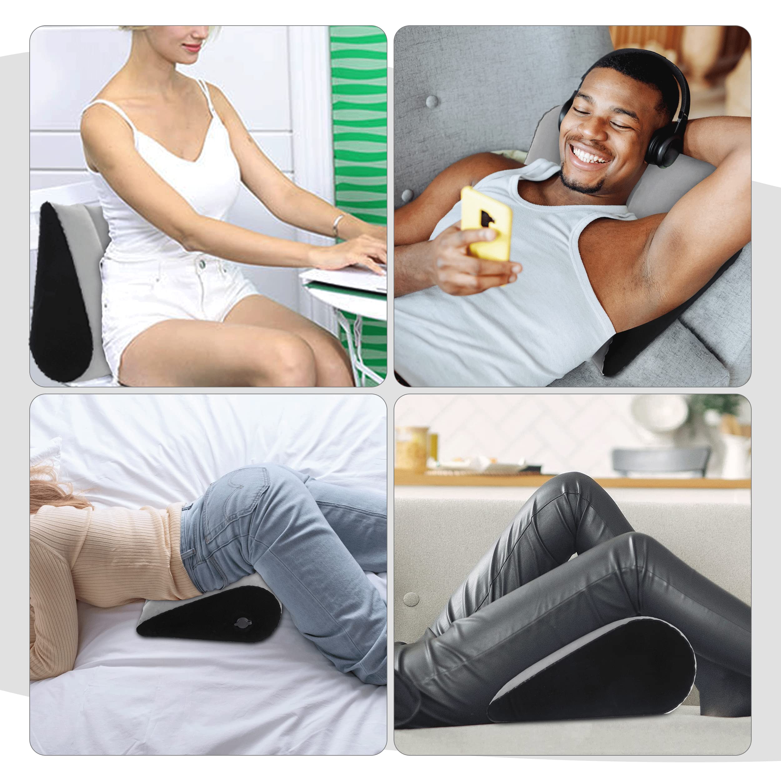 Portable Wedge Pillow Inflatable Cushion - Body Positioners Lightweight Wedge Pillow for Sleeping, Leg Elevation, Use in Bed, Travel, Camping, Fast Inflating Deflation (Grey)