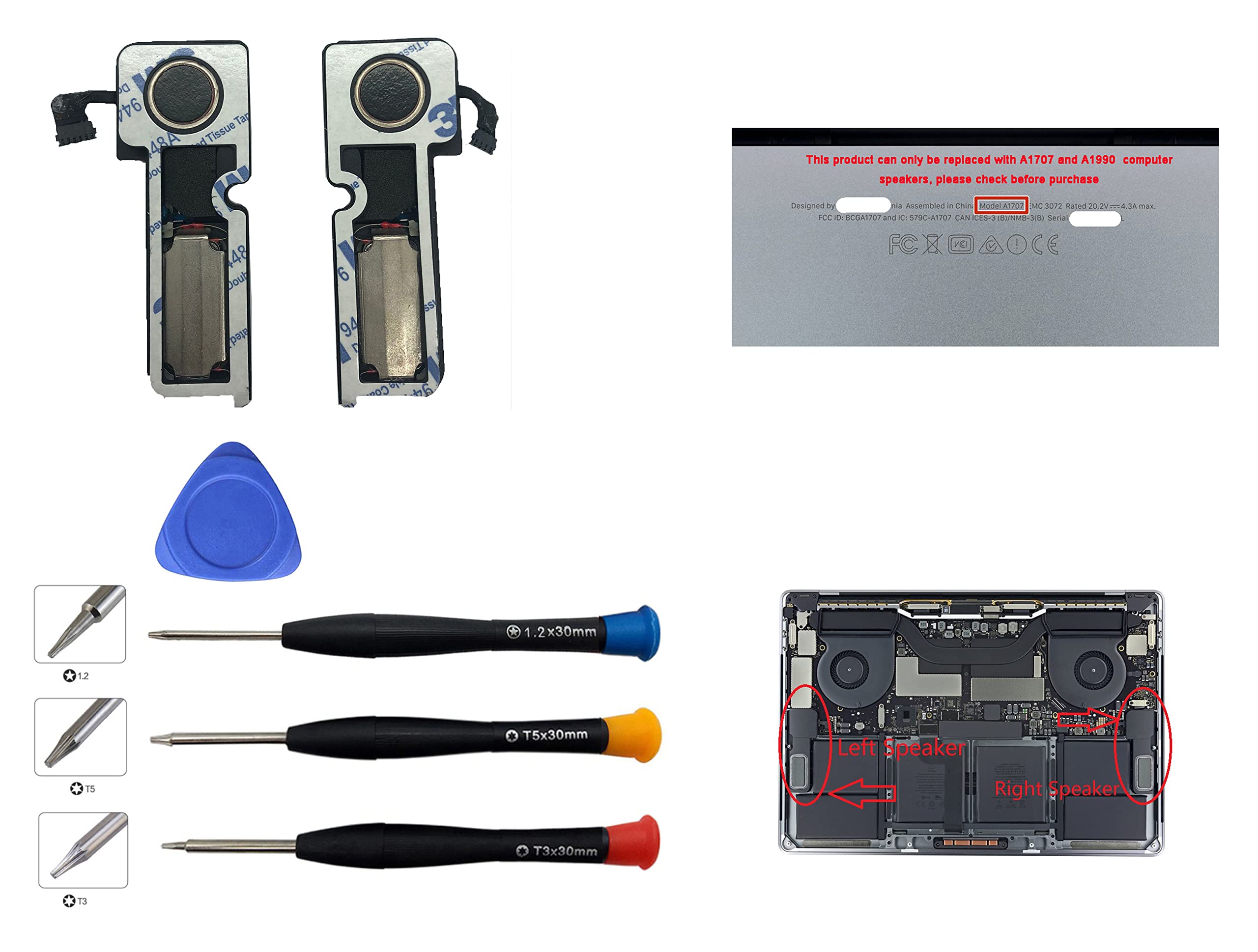 Replacement Right and Left Internal Speaker for MacBook pro 15
