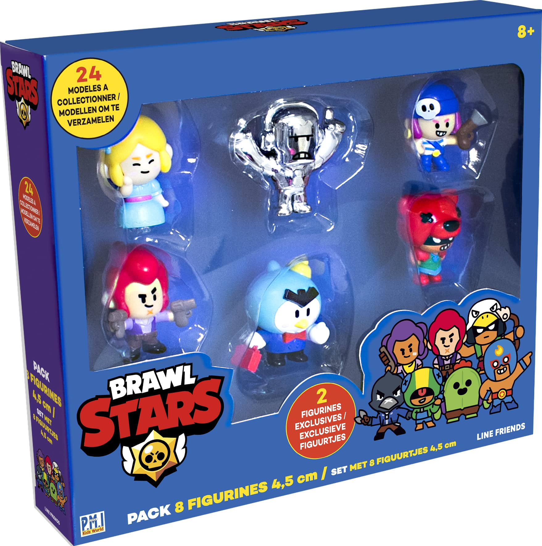 Lansay Brawl Stars – Pack of 8 Figures 4.5 cm – Brawlers Team B