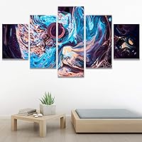 SIGNWIN 5 Panel Canvas Wall Art Abstract Closeup Digital Art Modern Artwork for Home Decorations Ready to Hang - 60