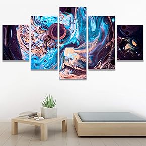 SIGNWIN 5 Panel Canvas Wall Art Abstract Closeup...