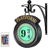 DOMSCIEN 9¾ Platform Hanging Night Light Platform 9 3/4 Sign- Remote Control Hanging Wall Lamp Halloween Decorations Holiday Magic Lamp Gift for Movie Fans（Red）