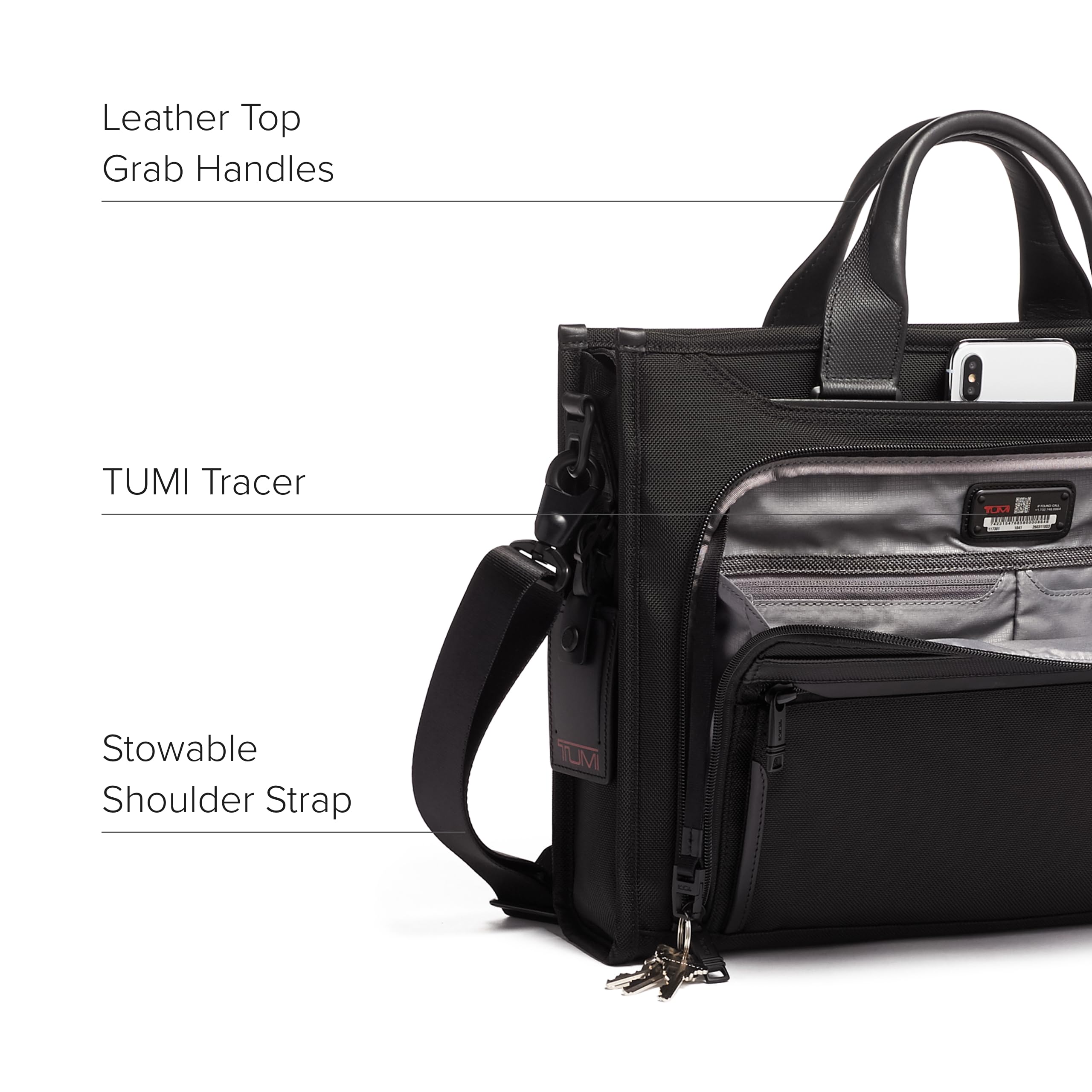 TUMI Alpha Slim Deluxe Portfolio - Men's Compact Travel & Office Briefcase - Laptop and Tablet Bag - Black