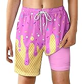 YGDSX Boys Swim Trunks with Compression Liner Boys Quick Dry 2 in 1 Swim Shorts Summer Beach Shorts