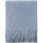 BATTILO HOME Throw Blanket for Couch, Textured Knit Throw, Bluish Grey Throws for Home Decor, Soft Blanket Throw for Bedroom Decor Housewarming Gifts, 50"x60"