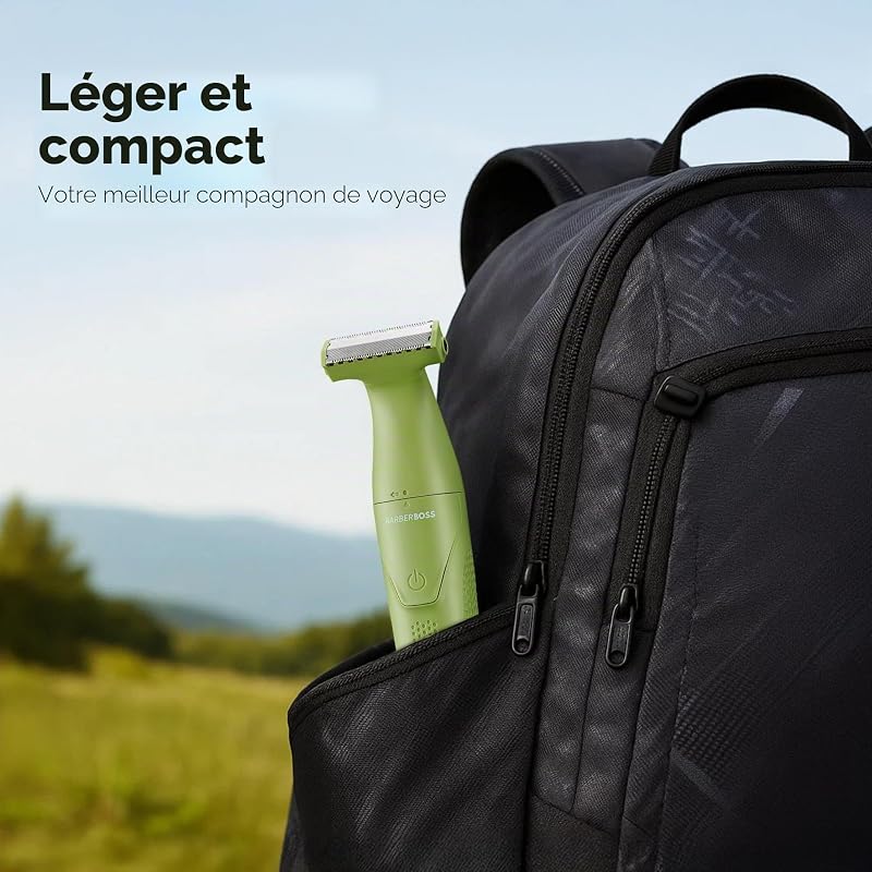 Tondeuse de précision 3-en-1 pour homme, kit de soins pour barbe et cheveux, tondeuse corps, tondeuse nez et oreilles, rasoir sans fil rechargeable avec chargement USB (Vert)