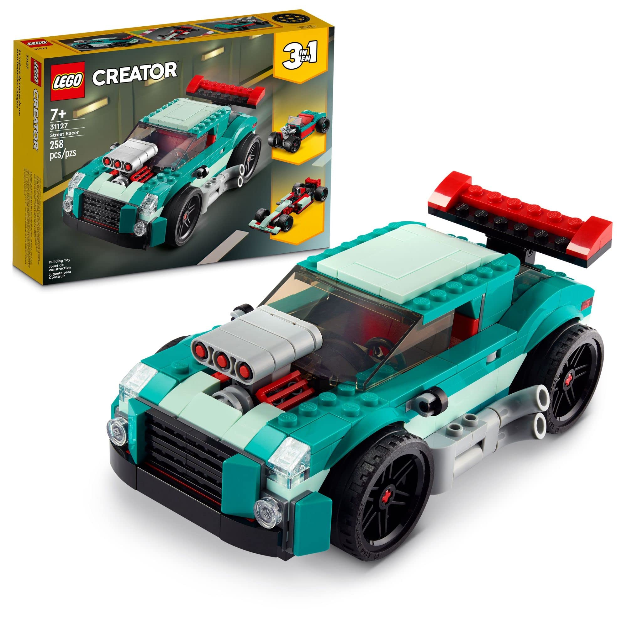 LEGO Creator 3 in 1 Street Racer Car, Rebuildable Kit Transforms to a