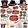 Qpout Las Vegas Casino Photo Booth Props Funny DIY Poker Theme Selfie Props Kit for Night Party Decoration Party Favors 25 Pi