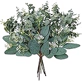 Mixed Eucalyptus Leaves Stems Bulk Artificial Eucalyptus Leaves Sprays Faux Oval Eucalyptus Leaves with White Seeds Stems for Floral Wreath Garland Bouquets Arrangement Wedding Greenery Decoration&hellip;