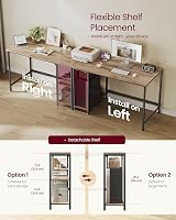 VASAGLE Computer Desk 120x60x76 cm Industrial Style Camel Brown Ink Black view 4