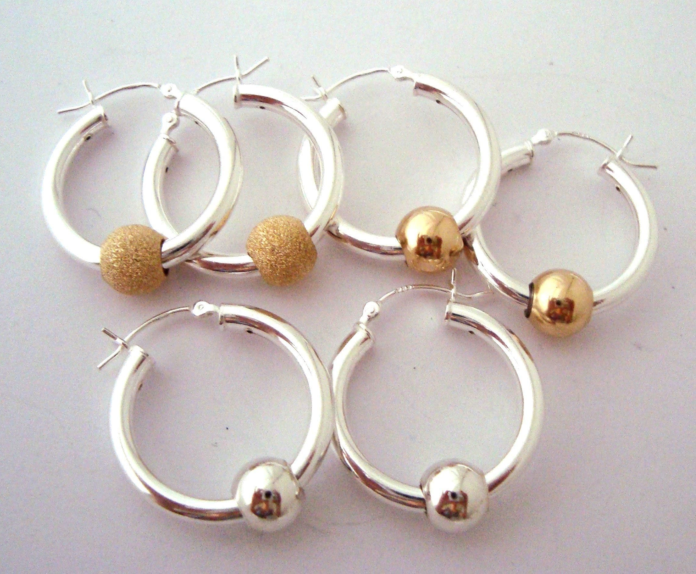 1 inch Cape Cod Sterling silver 3mm hoop earrings EB01