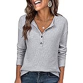 ANRABESS Long Sleeve Shirts for Women Henley Tops Dressy Casual T-Shirts Blouses 2025 Fall Lightweight Sweaters