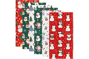 Vantaso Chritsmas Santa Penguin Bear Hand Towels Set of 6 for Kitchen Bathroom 15x30 inch Green Red White Bath Fingertip Towels Soft and Absorbent