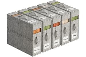 ActCosy 5Pack Sheet Organizers and Storage with Handles – Foldable Linen Closet Storage for King & Queen Sheet Sets – Clear Window & Removable Labels – Dustproof & Space-Saving Design, Grey