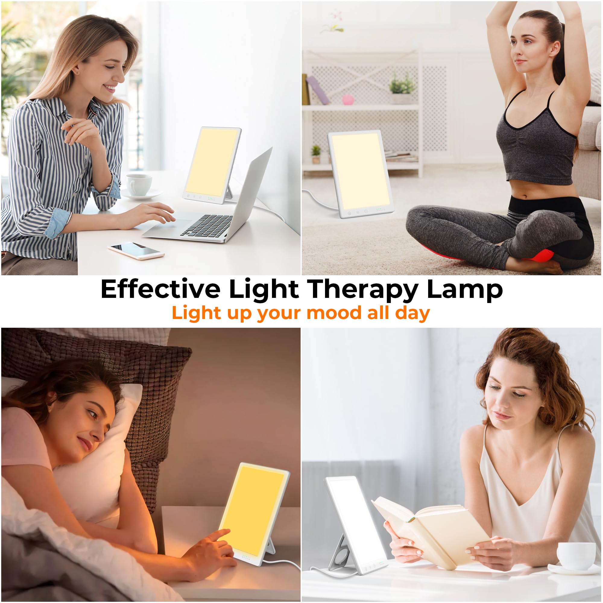 Fitfirst Light Lamp, 10000 Lux Simulated Sunlight, Gift for Women, 3 Color Temperature, 4 Brightness Levels, 15-60min Timer, Touch Control LED Lamp for Indoor with Adapter