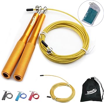 InnoTi Comba Crossfit Hombre y Mujer - Cuerda de Saltar de Alta Velocidad para Boxeo y Fitness - Comba de Aluminio Ligera para Saltos Dobles - ...