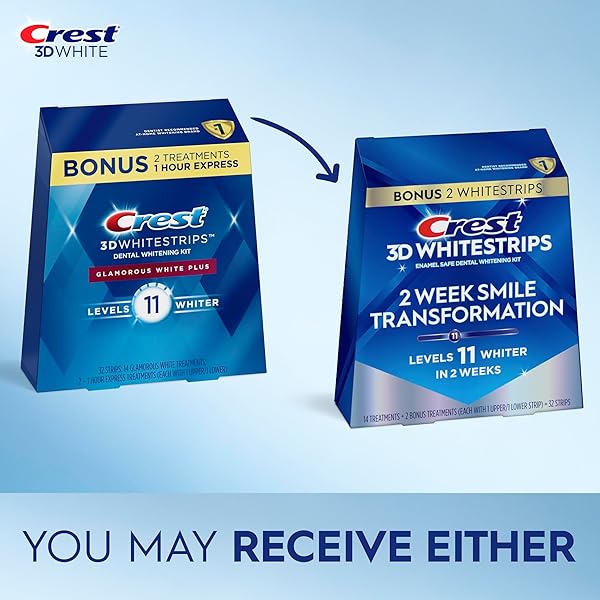CREST 3D WHITESTRIPS GLAMOROUS WHITE, 3D WHITE, TEETH WHITENING STRIP KIT, 32 STRIPS (16 COUNT PACK) – CREST TEETH WHITENING STRIPS, TEETH WHITENING KIT – PACKAGING MAY VARY