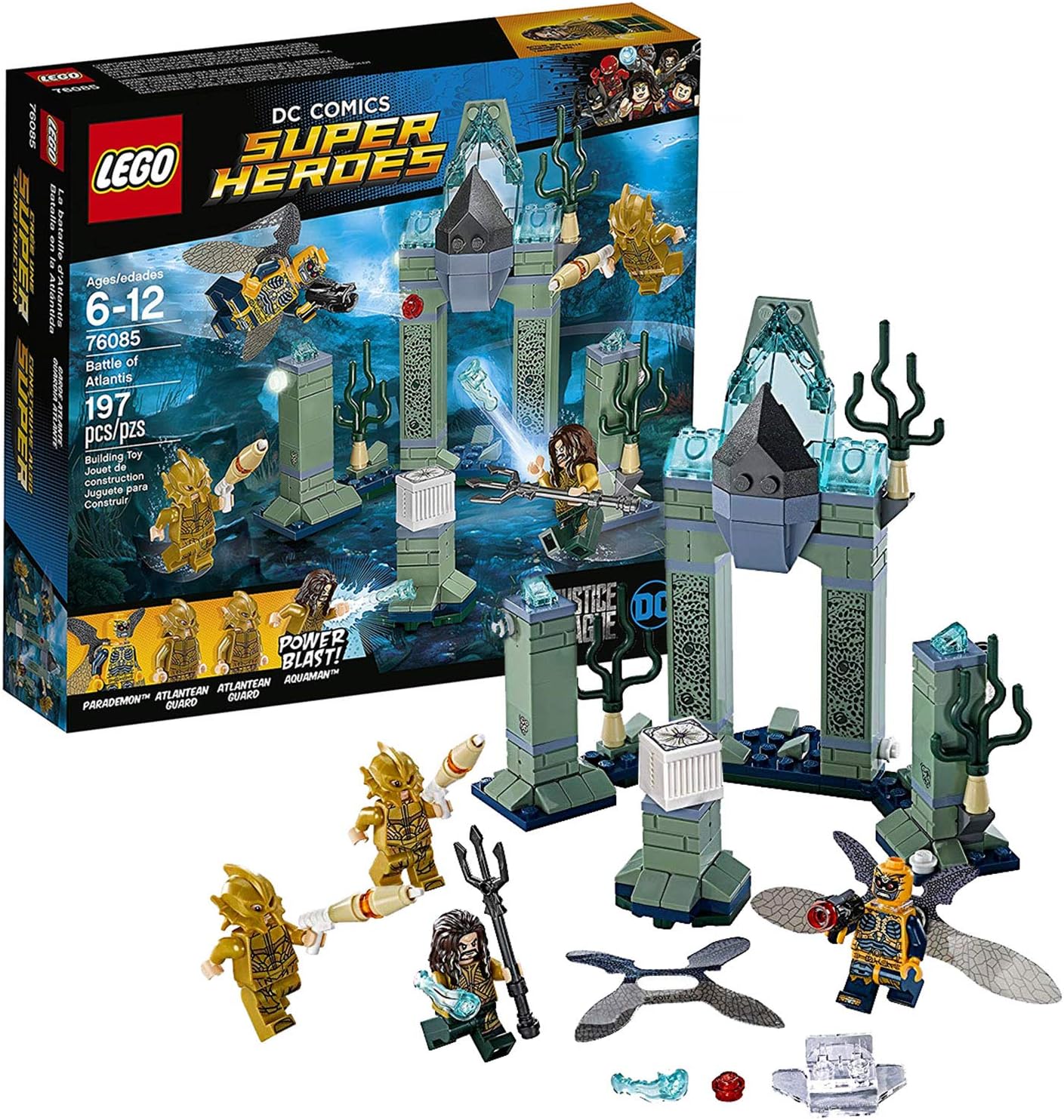 DSH Year 2017 Legos DC Comics Super Heroes Series Set 76085 - Battle of Atlantis with Aquaman, Parademon and 2 Atlantean Guards Minifigures (Pieces: 197)