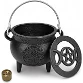 Aurionix Tree of Life Cast Iron Cauldron with Handle -Mini Cast Iron Cauldron for Cooking, Pre-Seasoned, Candle Holder Rituals & Decoration, Ideal for Incense Burning, Smudging