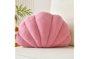 Lfsaaj Seashell Throw Pillows, Shell Shaped Throw Pillows, Soft Home Decorative Pillow Plush Cushion for Bed Couch Living Sofa Room Decor Accent Throw Pillow (13x10 Inch, Pink Purple)
