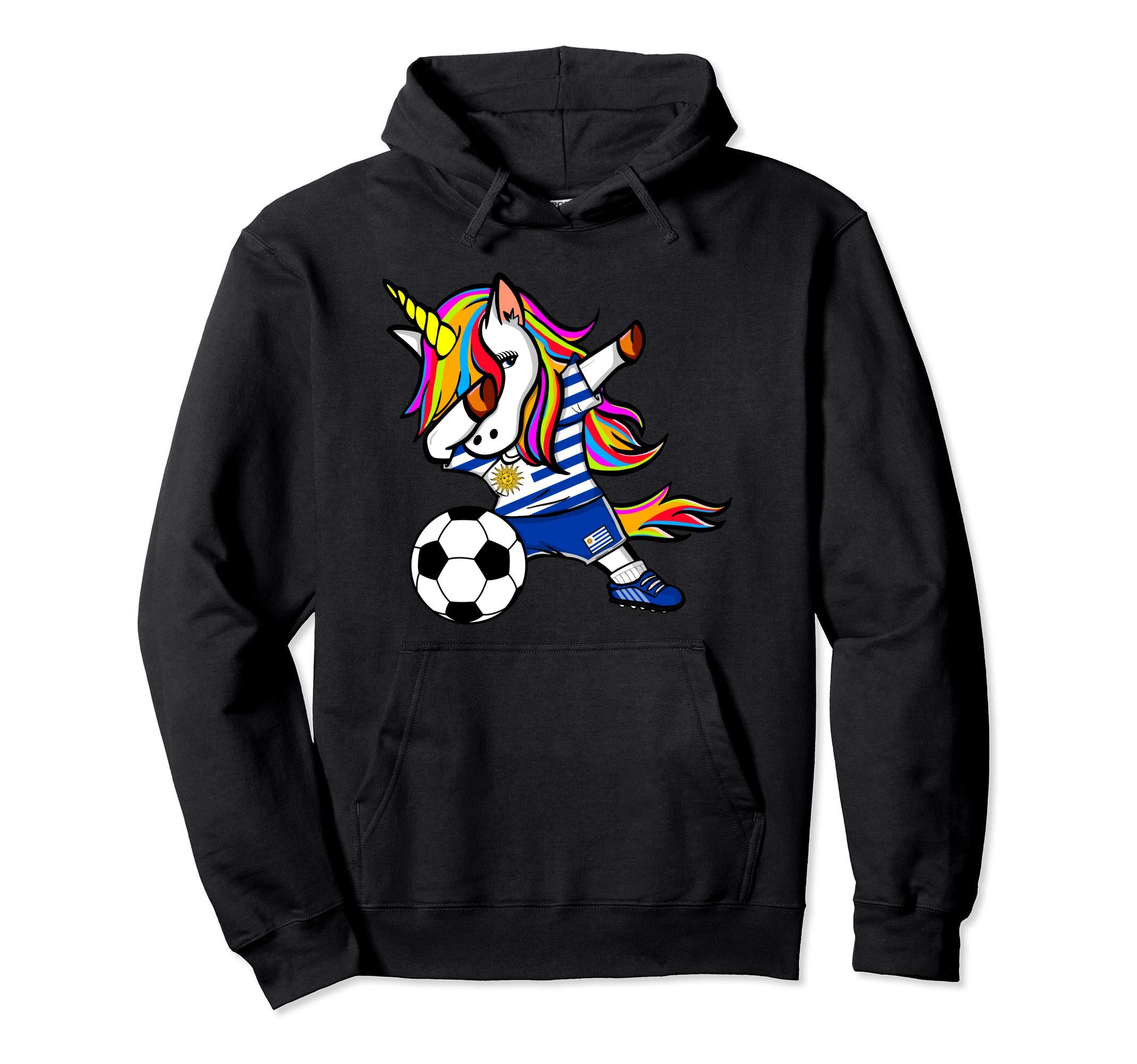 Dabbing Unicorn Uruguay Football - Uruguayan Flag Soccer Pullover Hoodie