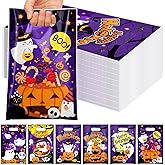 Kolldenn 120 Pcs Gift Bags with Handles 9.84''x 6.5'' Small Plastic Bags Bulk Treat Teacher Party Favors for Gifts Wrapping Party Supplies(Boo)