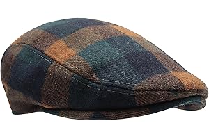 YOFARCHOY Men's Newsboy Caps Wool Blend Tweed Flat Caps Unisex Big Plaid Cabbie Ivy Cap Gatsby Hat