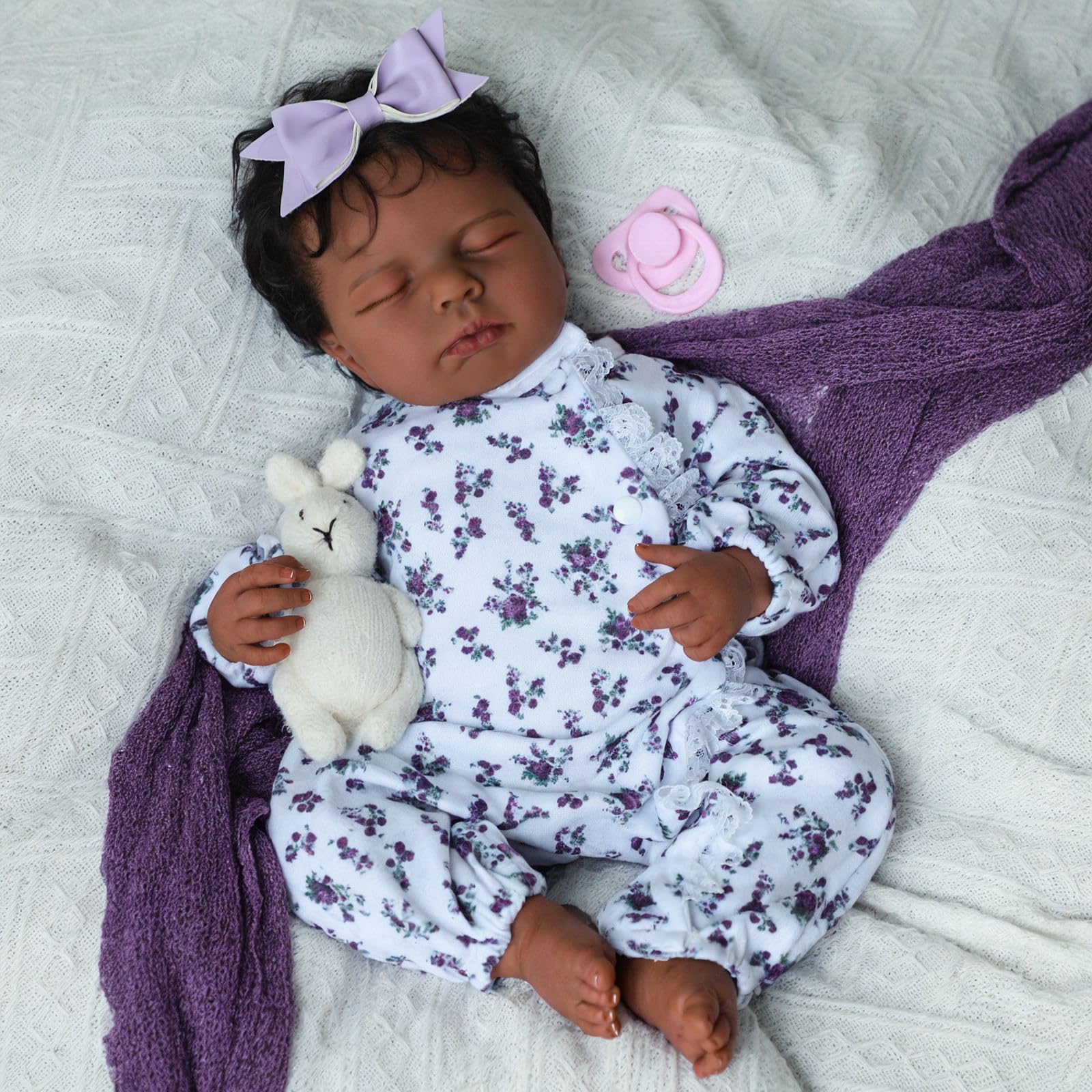 SCOM Reborn Baby Dolls Black Girl - 20 Inch Realistic Newborn Baby Dolls Newborn Baby Dolls African American Real Life Baby Dolls Gift for Kids Age 3