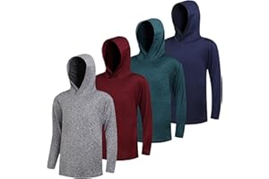 WHITE PEAK TRADING COMPANY 4 Pack Boy's Quick-Drying Lightweight Hoodies Pullover Long Sleeve Athletic Training T Shirts 4-20