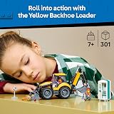 LEGO City Yellow Backhoe Loader Construction Vehicle Toy 60480 2 Minifigs view 2