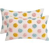 Holibeat Joyful Dot 20" x 12" Pillow Covers Decorative Throw Pillowcases Pink Blue Orange (Pack of 2)