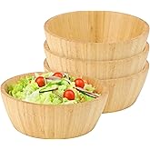 Elama 4 Piece Bamboo Wood 8 Inch Serving Bowl Set, Natural Wood, DInnerware, DIning Bowls, Salad Bowls, Bowl Sets (8 Inch)