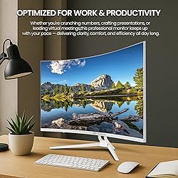 CRUA 32" White Curved Monitor, 4K