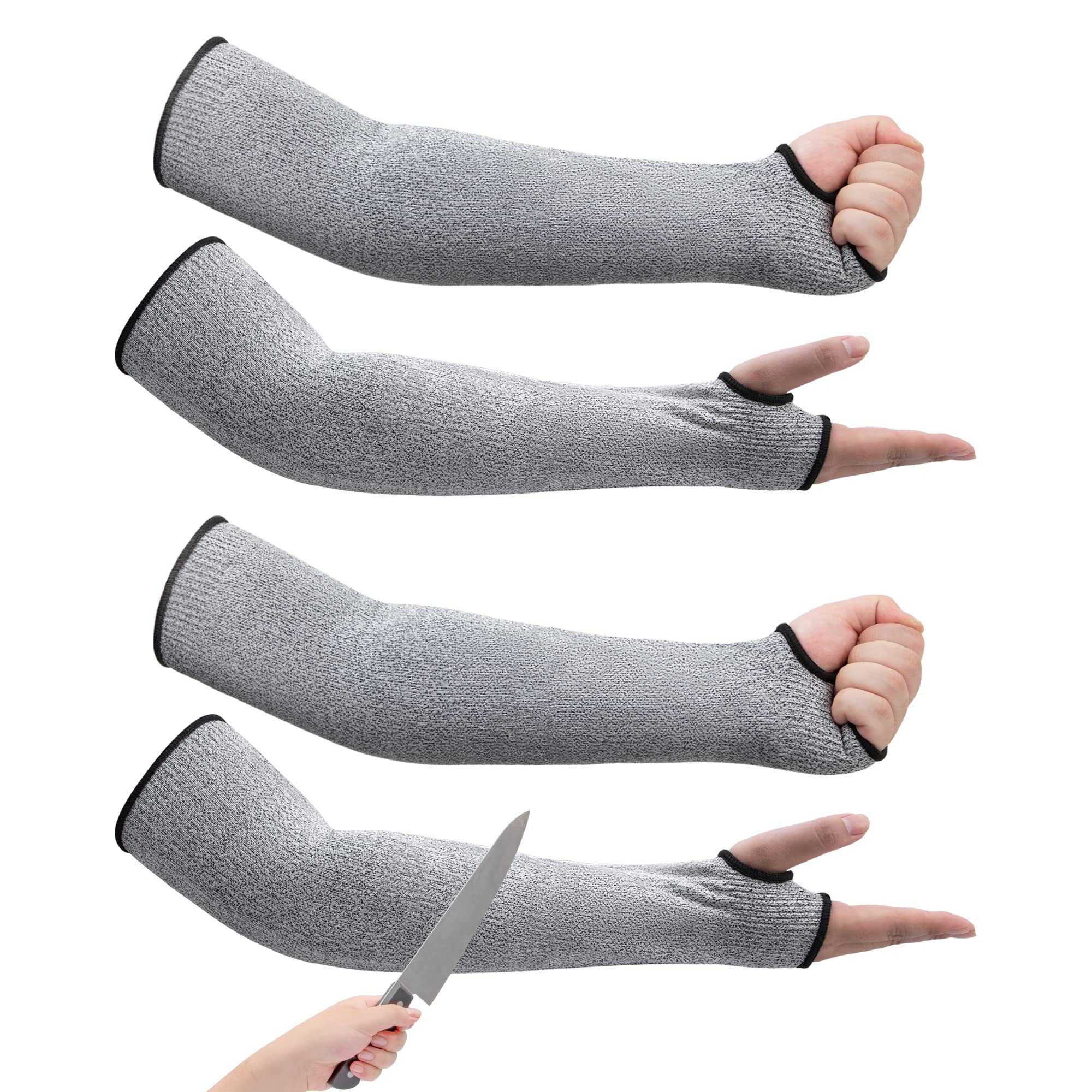 ARCLIBER 2 Pairs Cut Resistant Garden Sleeves Protective Arm Gardening Sleeves for Men & Women with Thumb Hole, 18 inch Arm Guards for Thin Skin, Gardening, Cutting, Pet Grooming