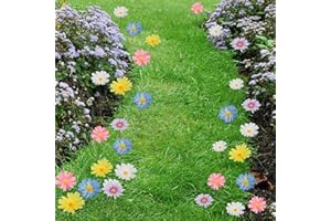 DEMONWER 20 Pcs Daisy Flower Garden Stakes Decor Mother's Day Fabric Daisy Flower Garden Stakes Iron Crafts, Hand Forged Plant Pick Water Proof Flower Stick Décor for Patio, Lawn, Yard Decorations
