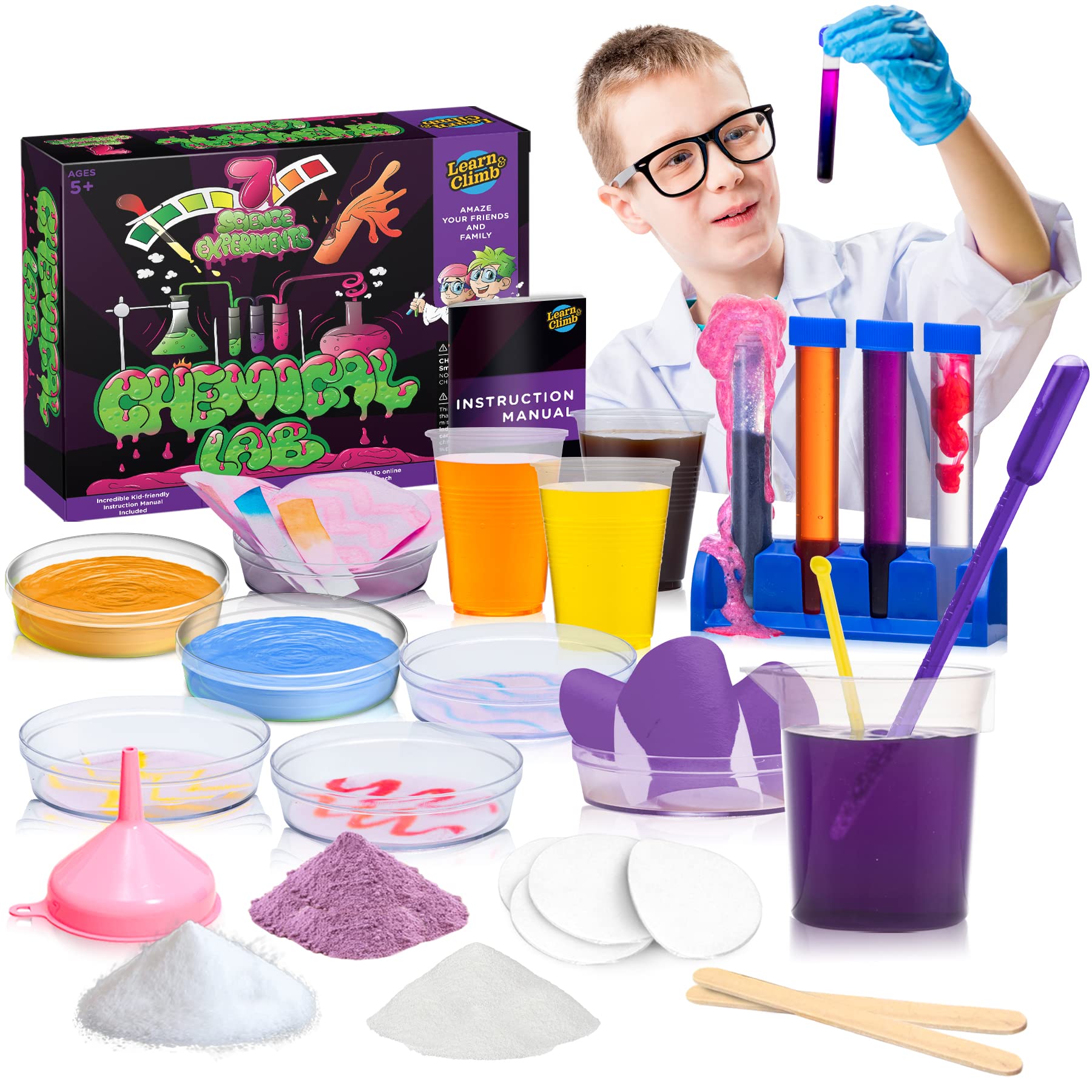 Science Kits for Kids Age 5 Plus. 8 Chemistry Experiments, Step-by-Step Manual. Gift for Girls & Boys 5,6,7,8