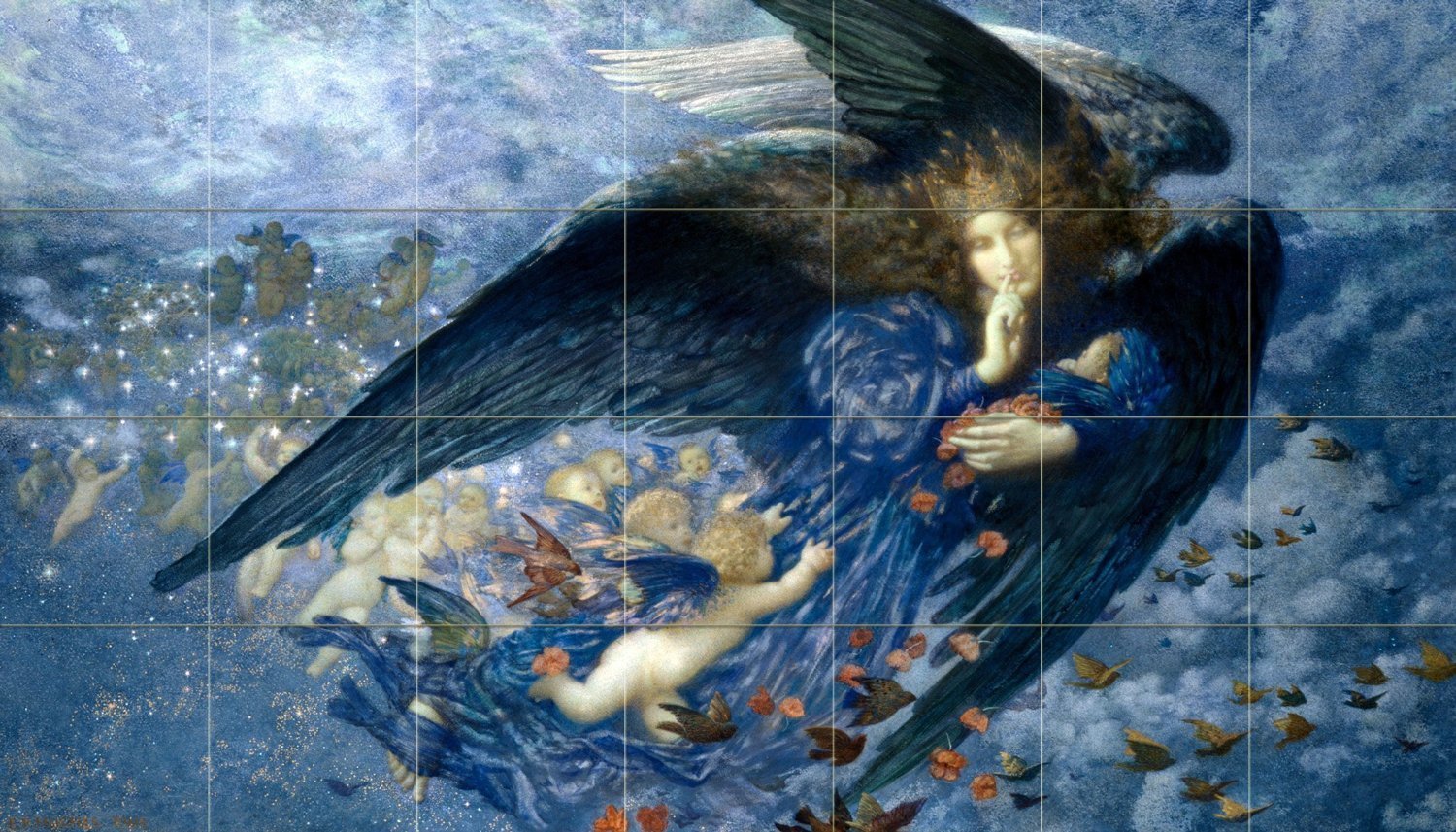 Night with her Train of Stars Mural Kitchen Bathroom Backsplash Marble Ceramic - Picture 2 of 8