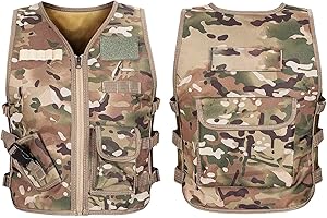 Xximuim Kids Tactical Vest,45CM Adjustable Nylon Children Outdoor Game Vest t with Multiple Pouches for Playing Game CS