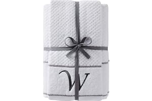 SKL Home by Saturday Knight Ltd. Monogram "W" Bath and Hand Towel Set, White, 4-pack