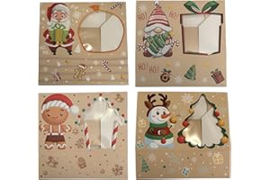 BASHOUT Christmas Cookie Boxes, Bulk 24 Variety Pack, Holiday Pastries Boxes, Bakery XMAS Treat Boxes, Candy and Cookie Boxes for Gift Giving, Winter Packaging Containers