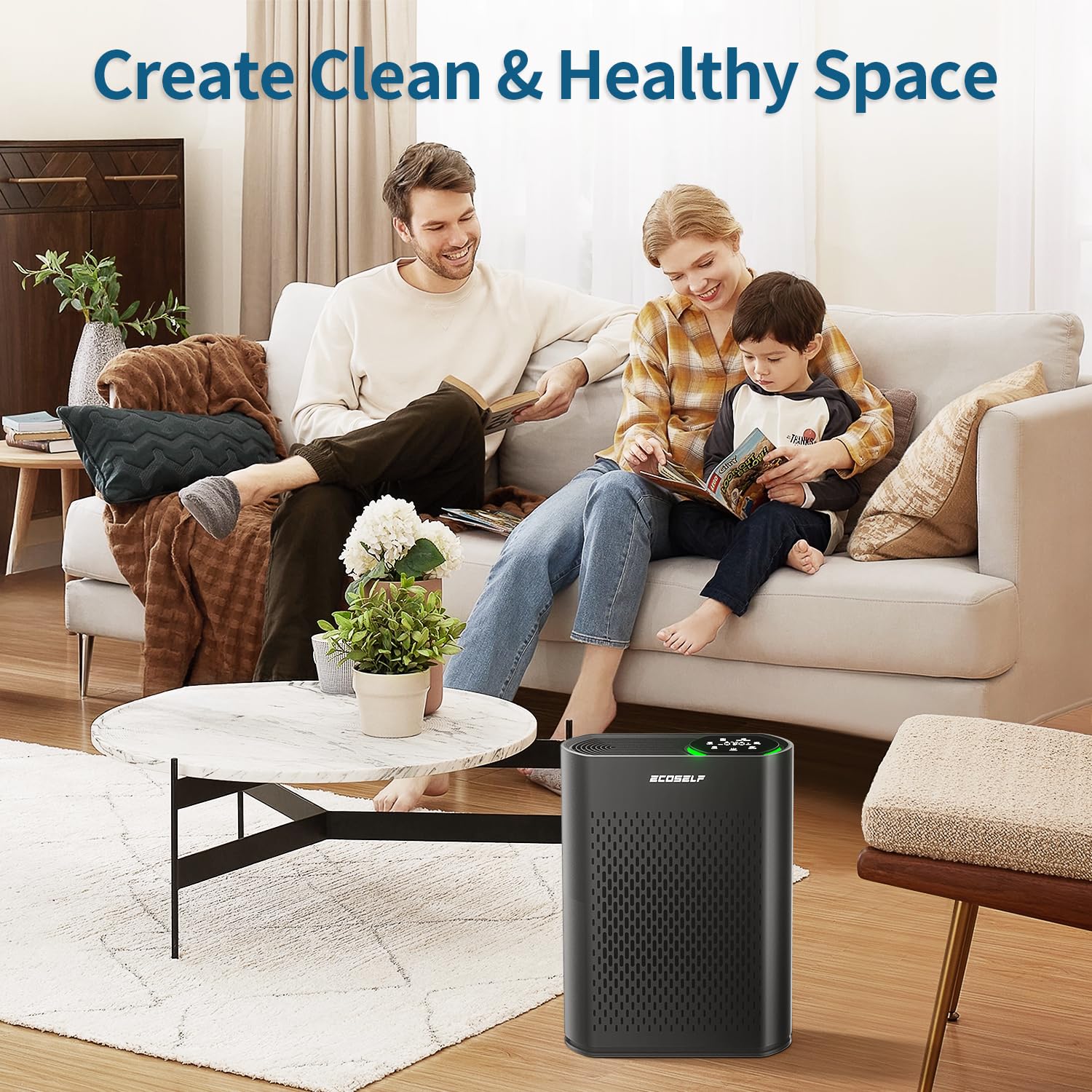 Powerful Air Purifiers for Home Large Room Up to 1400 Ft² with Air Quality Monitor 20dB Sleep Mode, Air Purifier for Bedroom Office Living Room for Pets, Dust Smoke PoIIen Dander Smell HAP602