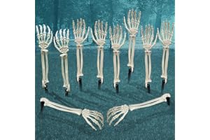 Lodou Realistic Halloween Skeleton Stakes Decorations, Groundbreakers Skull Arms with Stakes Crack Skeleton Decor for Outdoor Yard Lawn Garden Graveyard Party Supplies (10 Pack)