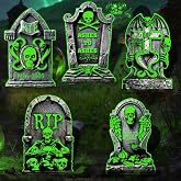 25.2inch Halloween Tombstones Decorations Glow in Dark, DIY Halloween Gravestones Headstones for Graveyard Decorations Yard Signs