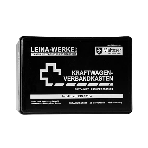 Leina Werke 10002 KFZ-Verbandkasten Standard, Schwarz/Weiß